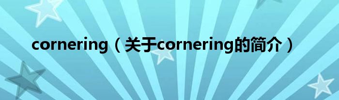 cornering（關于cornering的簡介）