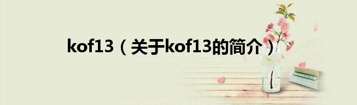 kof13（關(guān)于kof13的簡(jiǎn)介）