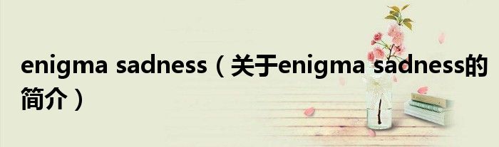 enigma sadness（關于enigma sadness的簡介）