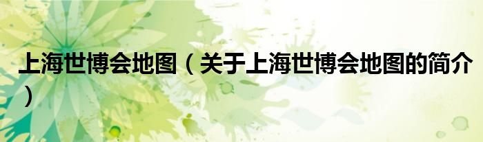 上海世博會(huì)地圖（關(guān)于上海世博會(huì)地圖的簡(jiǎn)介）