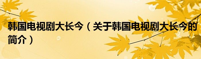 韓國電視劇大長(zhǎng)今（關(guān)于韓國電視劇大長(zhǎng)今的簡(jiǎn)介）