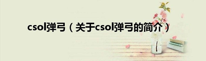 csol彈弓（關(guān)于csol彈弓的簡介）