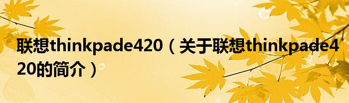 聯(lián)想thinkpade420（關(guān)于聯(lián)想thinkpade420的簡介）