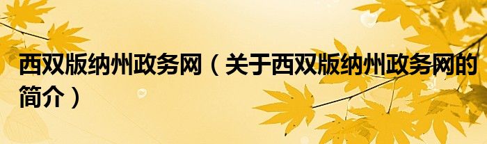 西雙版納州政務網(wǎng)（關于西雙版納州政務網(wǎng)的簡介）