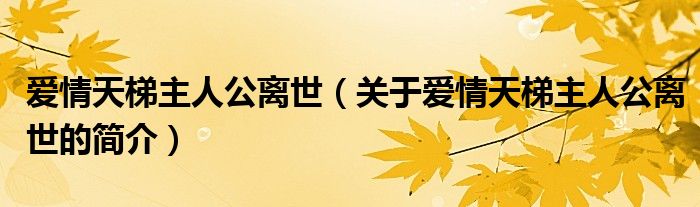 愛(ài)情天梯主人公離世（關(guān)于愛(ài)情天梯主人公離世的簡(jiǎn)介）