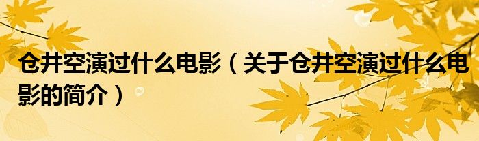 倉(cāng)井空演過什么電影（關(guān)于倉(cāng)井空演過什么電影的簡(jiǎn)介）