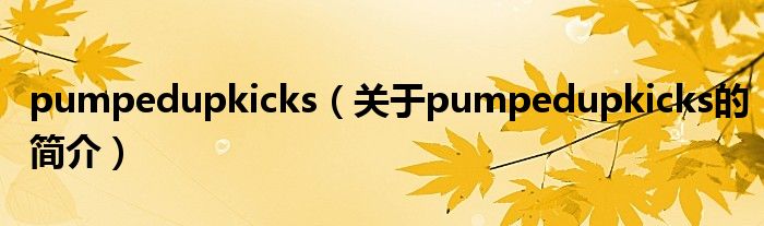 pumpedupkicks（關(guān)于pumpedupkicks的簡(jiǎn)介）