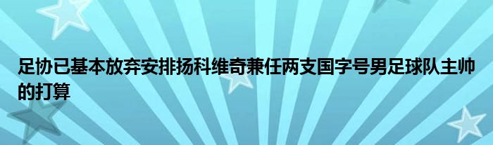 足協已基本放棄安排揚科維奇兼任兩支國字號男足球隊主帥的打算