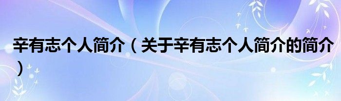 辛有志個(gè)人簡介（關(guān)于辛有志個(gè)人簡介的簡介）