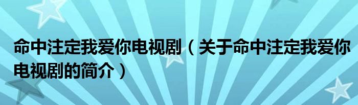 命中注定我愛你電視?。P(guān)于命中注定我愛你電視劇的簡(jiǎn)介）