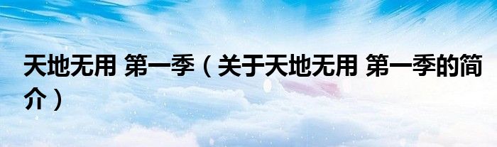 天地?zé)o用 第一季（關(guān)于天地?zé)o用 第一季的簡(jiǎn)介）