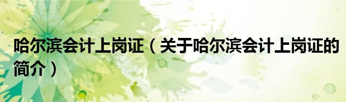 哈爾濱會(huì)計(jì)上崗證（關(guān)于哈爾濱會(huì)計(jì)上崗證的簡(jiǎn)介）