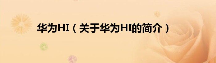 華為HI（關(guān)于華為HI的簡(jiǎn)介）