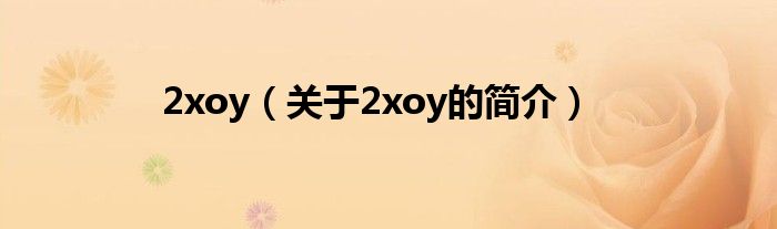 2xoy（關(guān)于2xoy的簡介）