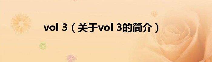 vol 3（關(guān)于vol 3的簡(jiǎn)介）