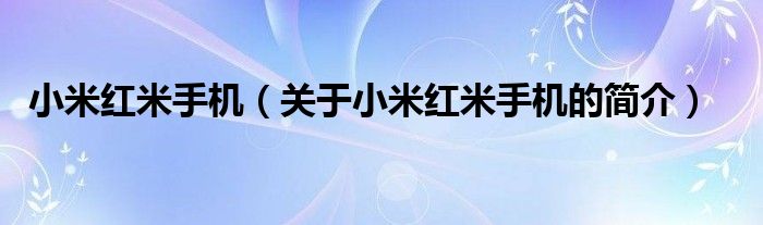 小米紅米手機（關(guān)于小米紅米手機的簡介）