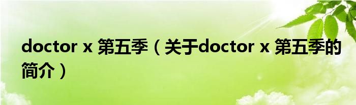 doctor x 第五季（關(guān)于doctor x 第五季的簡介）