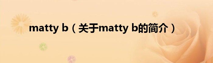 matty b（關(guān)于matty b的簡介）