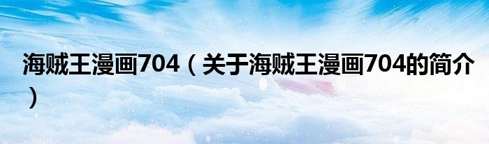 海賊王漫畫704（關(guān)于海賊王漫畫704的簡介）