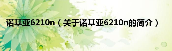 諾基亞6210n（關于諾基亞6210n的簡介）