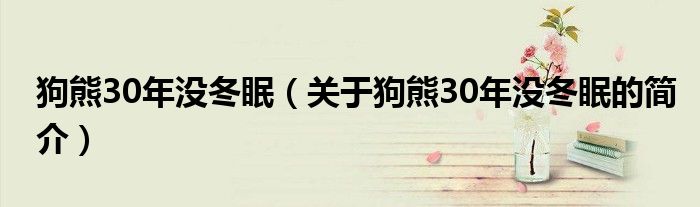 狗熊30年沒冬眠（關(guān)于狗熊30年沒冬眠的簡(jiǎn)介）