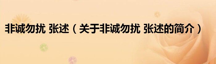 非誠勿擾 張述（關(guān)于非誠勿擾 張述的簡(jiǎn)介）