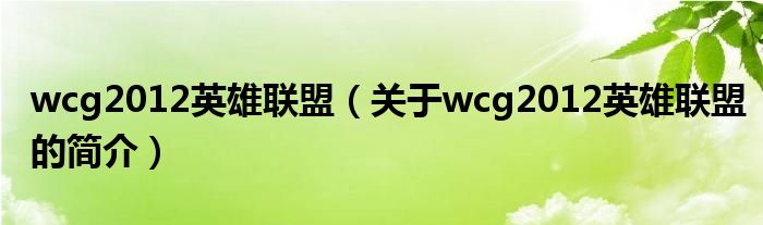 wcg2012英雄聯(lián)盟（關于wcg2012英雄聯(lián)盟的簡介）