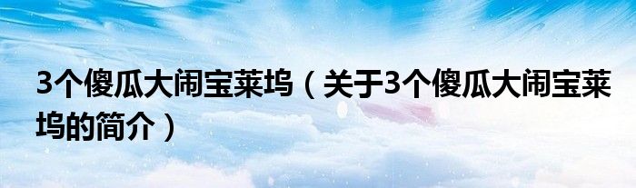 3個(gè)傻瓜大鬧寶萊塢（關(guān)于3個(gè)傻瓜大鬧寶萊塢的簡介）