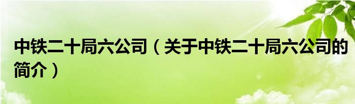 中鐵二十局六公司（關(guān)于中鐵二十局六公司的簡介）