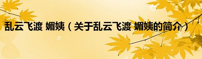 亂云飛渡 媚姨（關(guān)于亂云飛渡 媚姨的簡介）