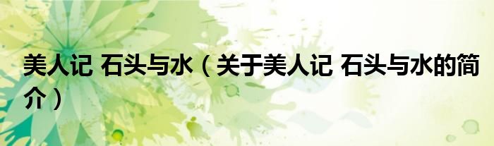 美人記 石頭與水（關(guān)于美人記 石頭與水的簡(jiǎn)介）