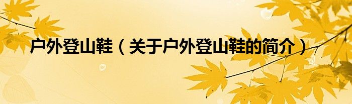 戶外登山鞋（關(guān)于戶外登山鞋的簡(jiǎn)介）