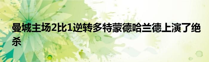 曼城主場2比1逆轉多特蒙德哈蘭德上演了絕殺