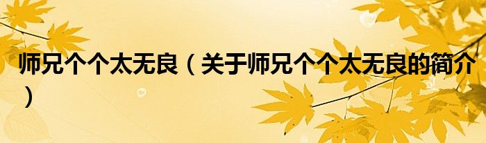 師兄個(gè)個(gè)太無良（關(guān)于師兄個(gè)個(gè)太無良的簡(jiǎn)介）