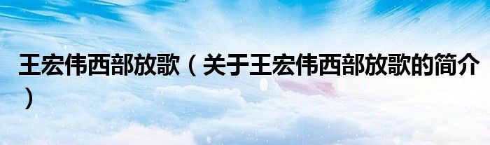 王宏偉西部放歌（關(guān)于王宏偉西部放歌的簡介）