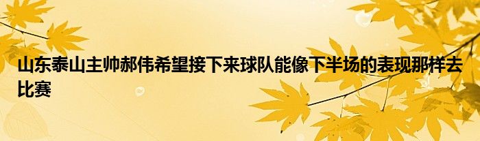 山東泰山主帥郝偉希望接下來球隊能像下半場的表現那樣去比賽