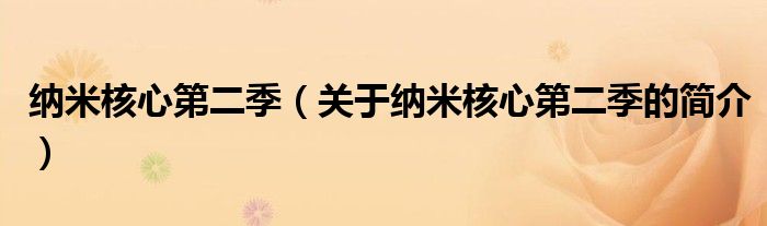 納米核心第二季（關(guān)于納米核心第二季的簡(jiǎn)介）