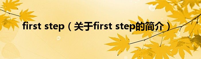 first step（關(guān)于first step的簡介）