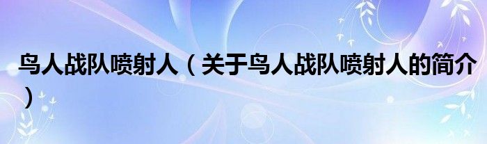 鳥人戰(zhàn)隊噴射人（關于鳥人戰(zhàn)隊噴射人的簡介）