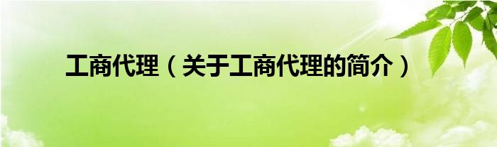 工商代理（關(guān)于工商代理的簡(jiǎn)介）