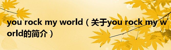 you rock my world（關(guān)于you rock my world的簡(jiǎn)介）