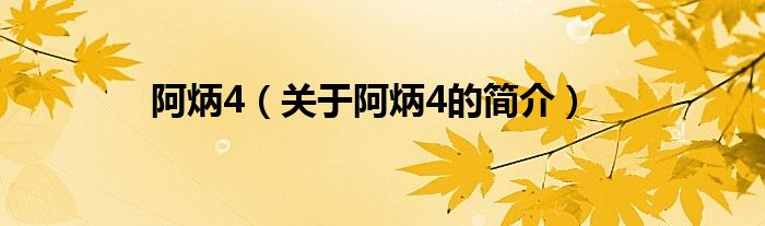 阿炳4（關(guān)于阿炳4的簡介）