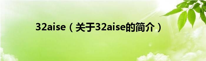 32aise（關(guān)于32aise的簡介）