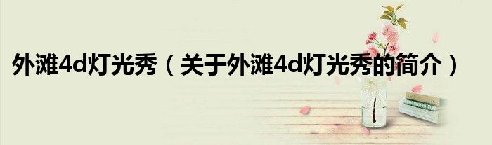 外灘4d燈光秀（關(guān)于外灘4d燈光秀的簡(jiǎn)介）