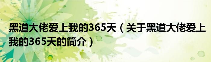 黑道大佬愛(ài)上我的365天（關(guān)于黑道大佬愛(ài)上我的365天的簡(jiǎn)介）