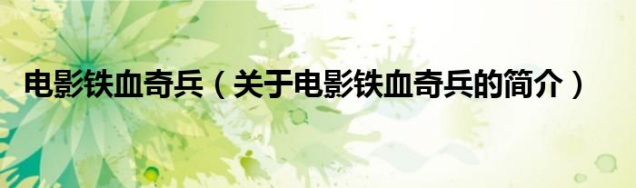 電影鐵血奇兵（關(guān)于電影鐵血奇兵的簡(jiǎn)介）