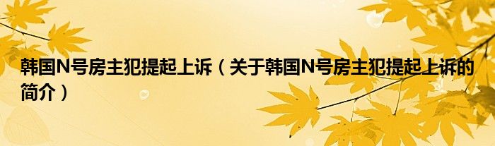 韓國N號房主犯提起上訴（關(guān)于韓國N號房主犯提起上訴的簡介）