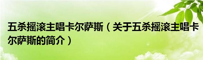 五殺搖滾主唱卡爾薩斯（關(guān)于五殺搖滾主唱卡爾薩斯的簡(jiǎn)介）