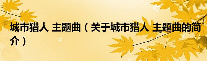 城市獵人 主題曲（關(guān)于城市獵人 主題曲的簡(jiǎn)介）