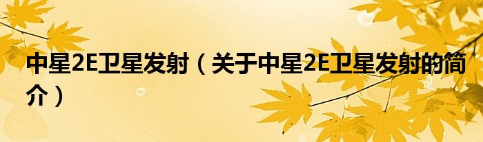 中星2E衛(wèi)星發(fā)射（關(guān)于中星2E衛(wèi)星發(fā)射的簡(jiǎn)介）